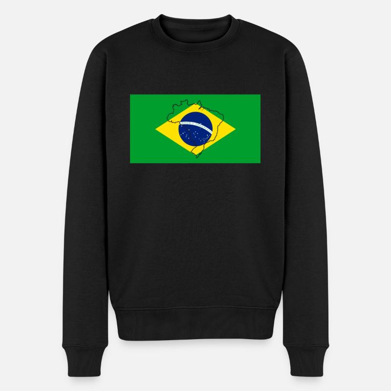 Brasilien Flagge - Männer Premium Bio Pullover - Schwarz