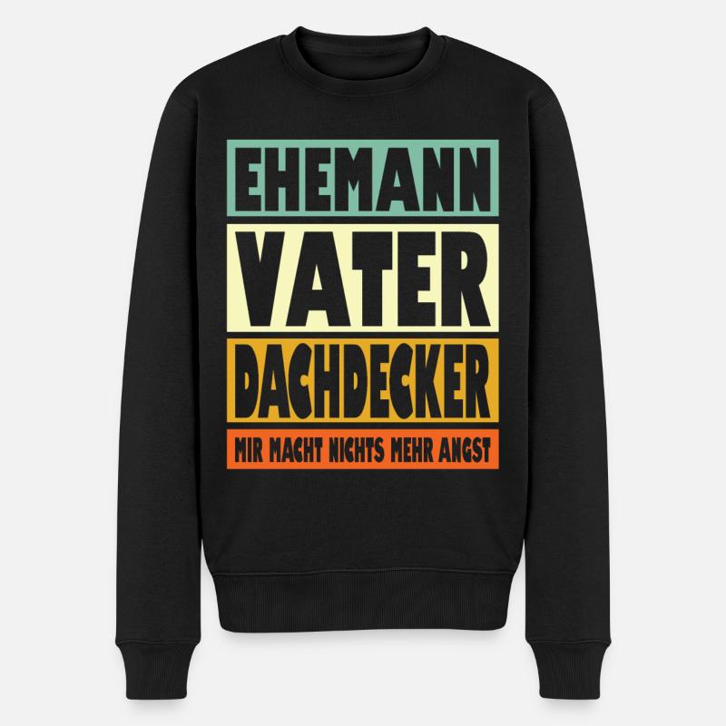 Dachdecker Vater Ehemann Held - Männer Premium Bio Pullover - Schwarz