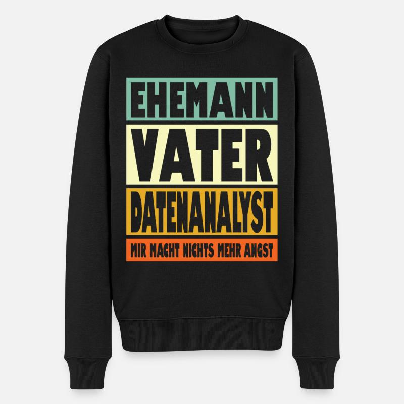 Datenanalyst Vater Ehemann Held - Männer Premium Bio Pullover - Schwarz