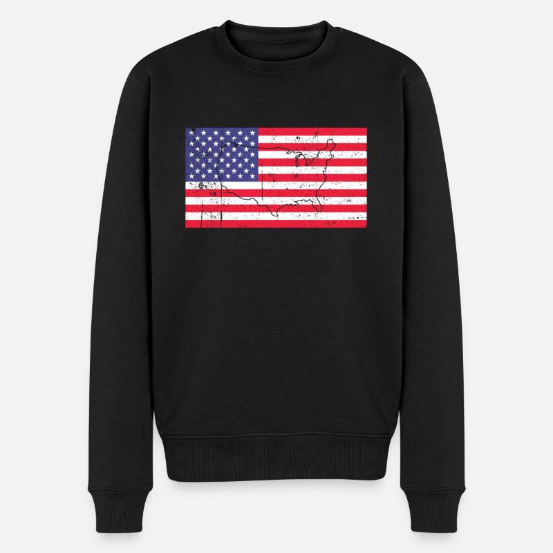 Amerika Flagge - Männer Premium Bio Pullover - Schwarz