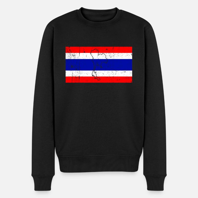 Thailand Flagge - Männer Premium Bio Pullover - Schwarz