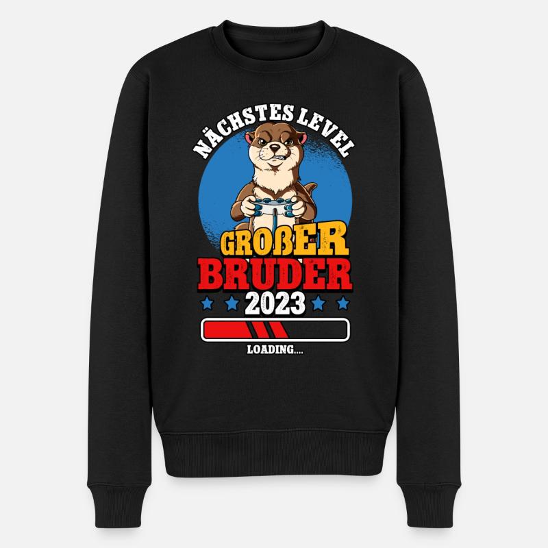 Nächstes Level Großer Bruder 2023 - Männer Premium Bio Pullover - Schwarz
