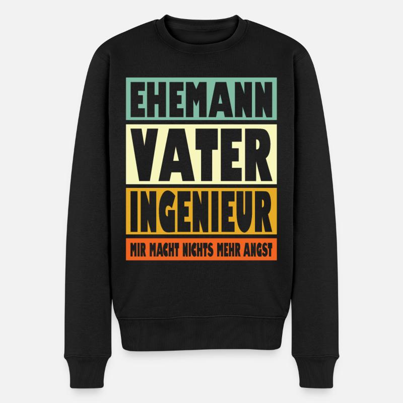 Ingenieur Vater Ehemann Held - Männer Premium Bio Pullover - Schwarz