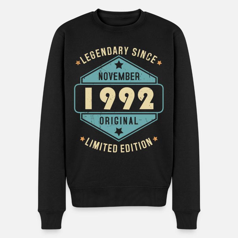 November 1992 Vintage Jahrgang Retro Geburtstag - Männer Premium Bio Pullover - Schwarz
