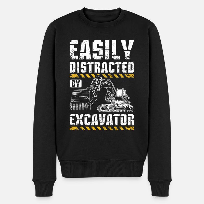 Facilement distrait par une excavatrice - Pull Premium bio Homme - noir