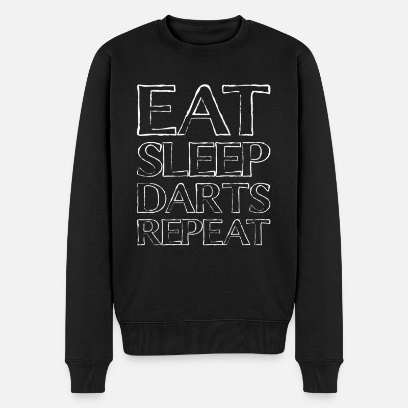 Essen Schlafen Darts - Männer Premium Bio Pullover - Schwarz