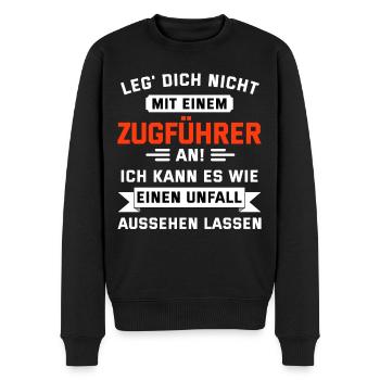 Zugführer Lokführer lustiger Spruch - Männer Premium Bio Pullover - Schwarz - Vorne - Nico (187cm)
