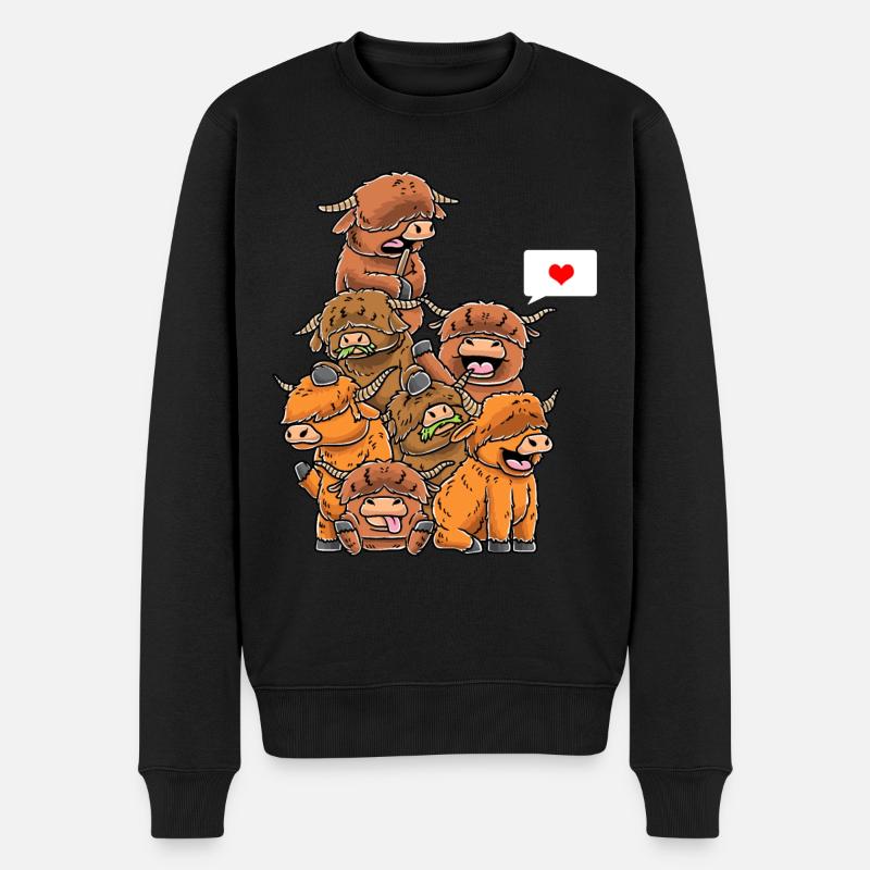 Lustig Schottische Hochlandrind Highland Cattle - Männer Premium Bio Pullover - Schwarz