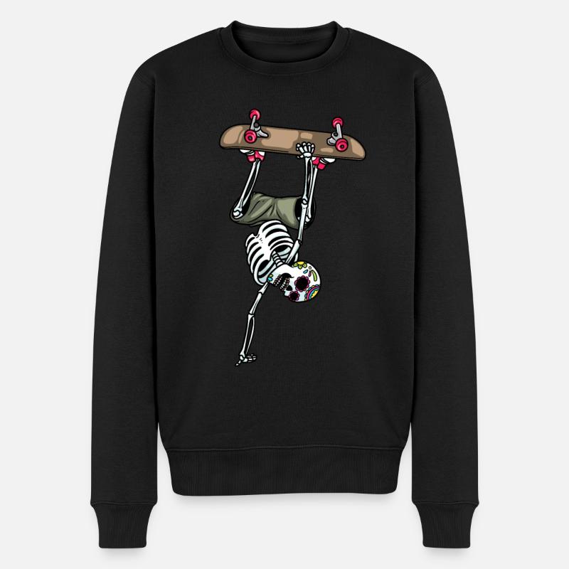 Skater Skeleton Skateboard Halloween Skateboarding - Pull Premium bio Homme - noir