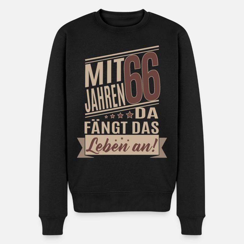 66 Jahre Lustiger Mit 66 Jahren da fängt das - Männer Premium Bio Pullover - Schwarz