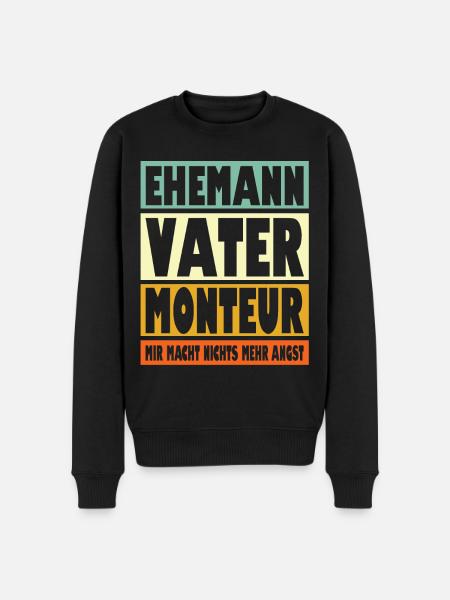 Monteur Vater Ehemann Held - Männer Premium Bio Pullover - Schwarz