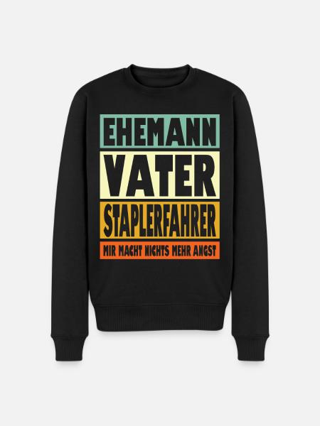 Staplerfahrer Vater Ehemann Held - Männer Premium Bio Pullover - Schwarz