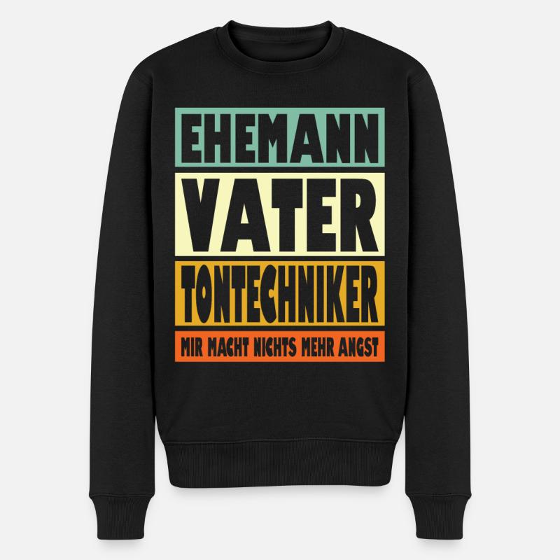 Tontechniker Vater Ehemann Held - Männer Premium Bio Pullover - Schwarz