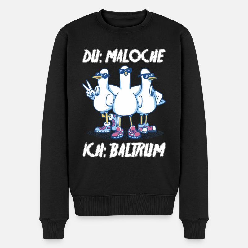 Nordsee Tauben Baltrum - Männer Premium Bio Pullover - Schwarz