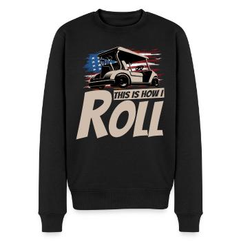 Golfwagen So Rolle Ich Einen Lustigen Golfer - Männer Premium Bio Pullover - Schwarz - Vorne - Nico (187cm)