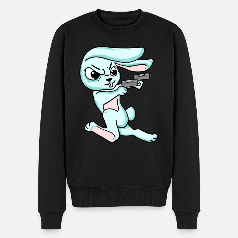 Lapin avec pistolet - Pull Premium bio Homme - noir