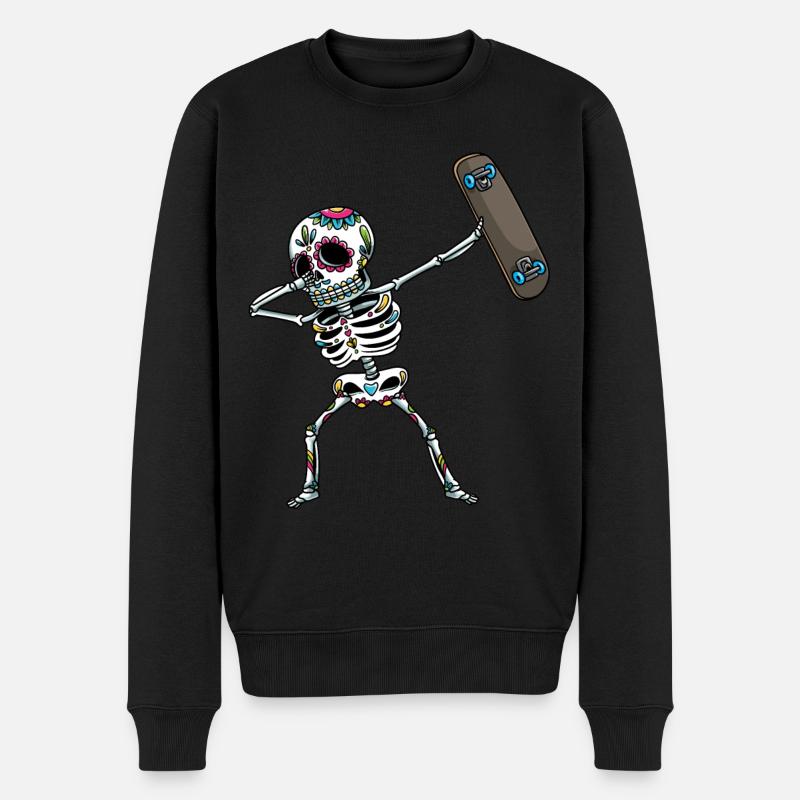 Skeleton Skateboard Halloween - Pull Premium bio Homme - noir