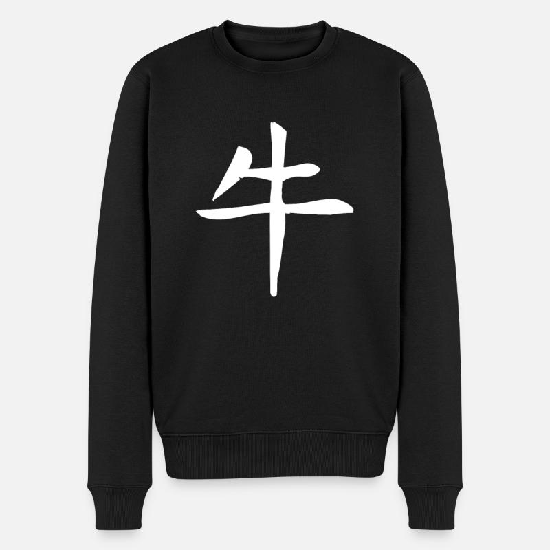 Ochse Chinesisches Sternzeichen - Männer Premium Bio Pullover - Schwarz