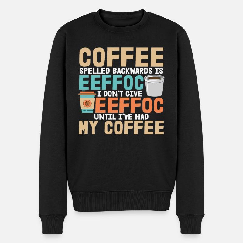 Kaffee-Zitate - Männer Premium Bio Pullover - Schwarz