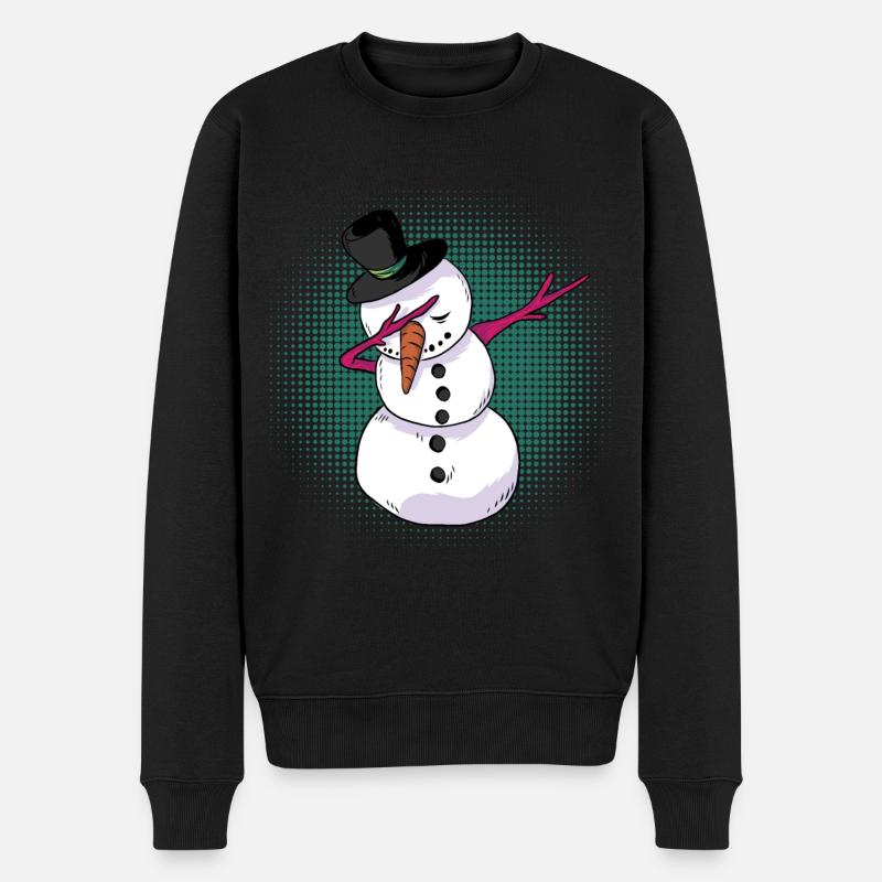 Dabbing Schneeman Weihnachten Schlafshirt Geschenk - Männer Premium Bio Pullover - Schwarz