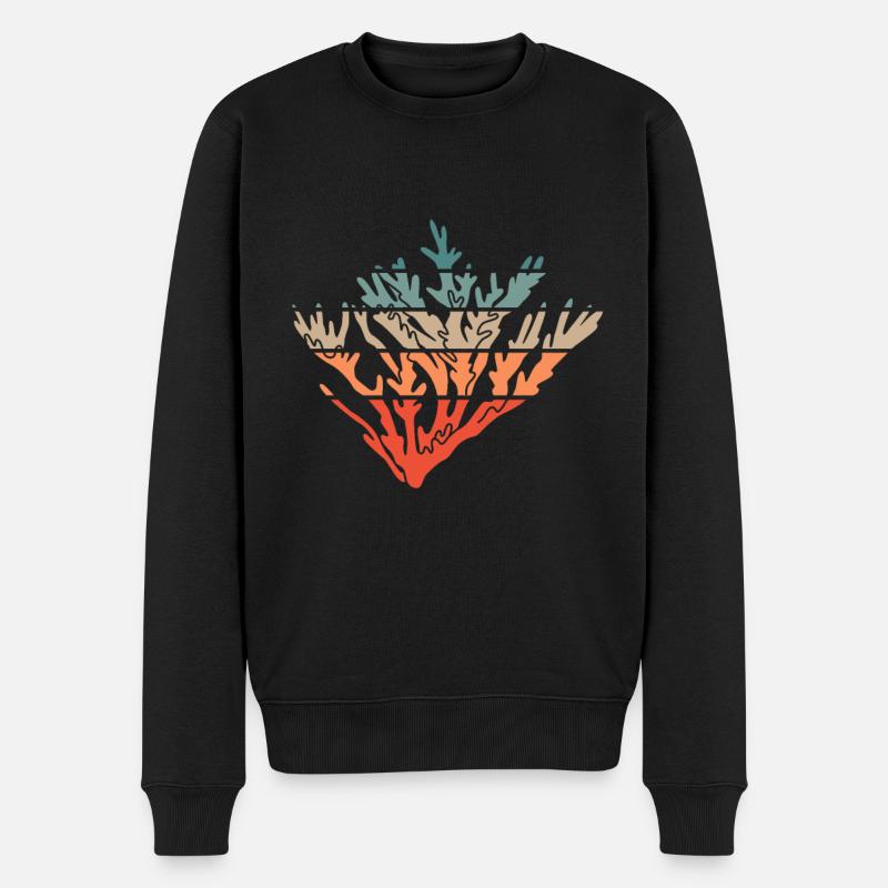 Koralle Vintage Retro Koralle Bunt - Männer Premium Bio Pullover - Schwarz