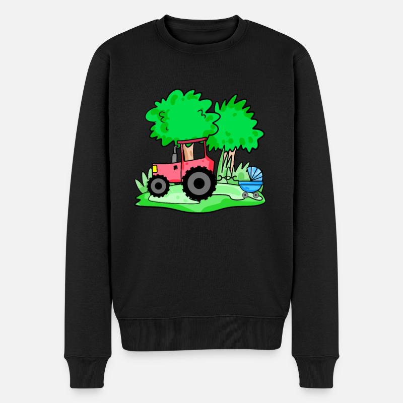 Tracteur avec chariot bébé - Pull Premium bio Homme - noir