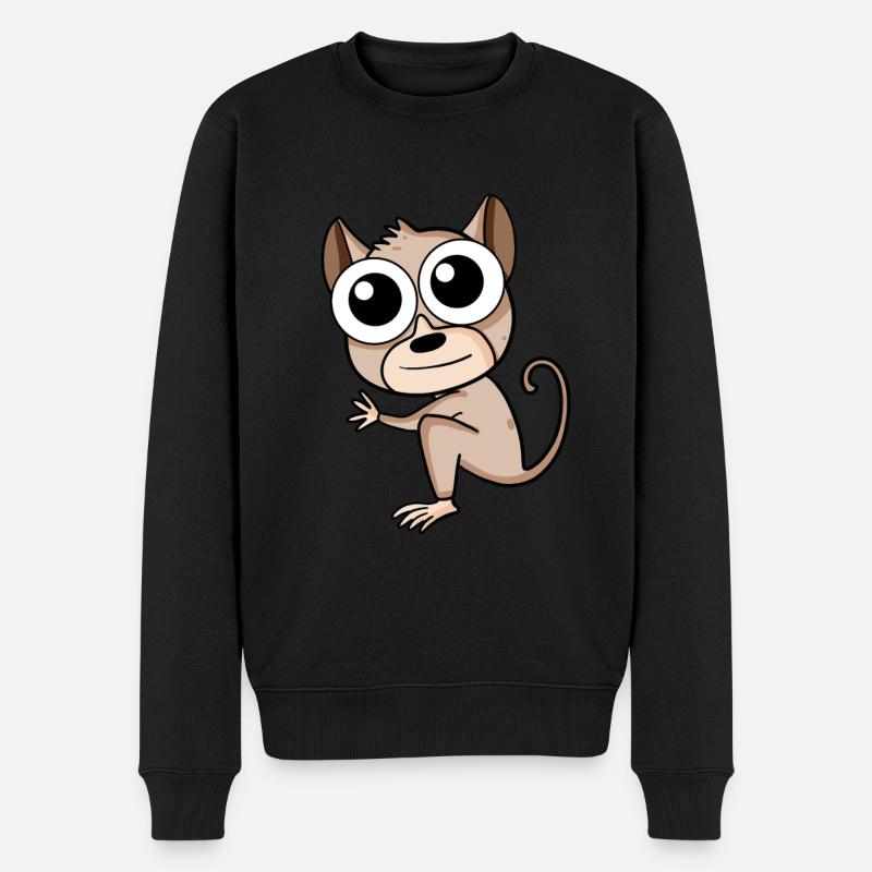 Tarsier Koboldmakis - Männer Premium Bio Pullover - Schwarz