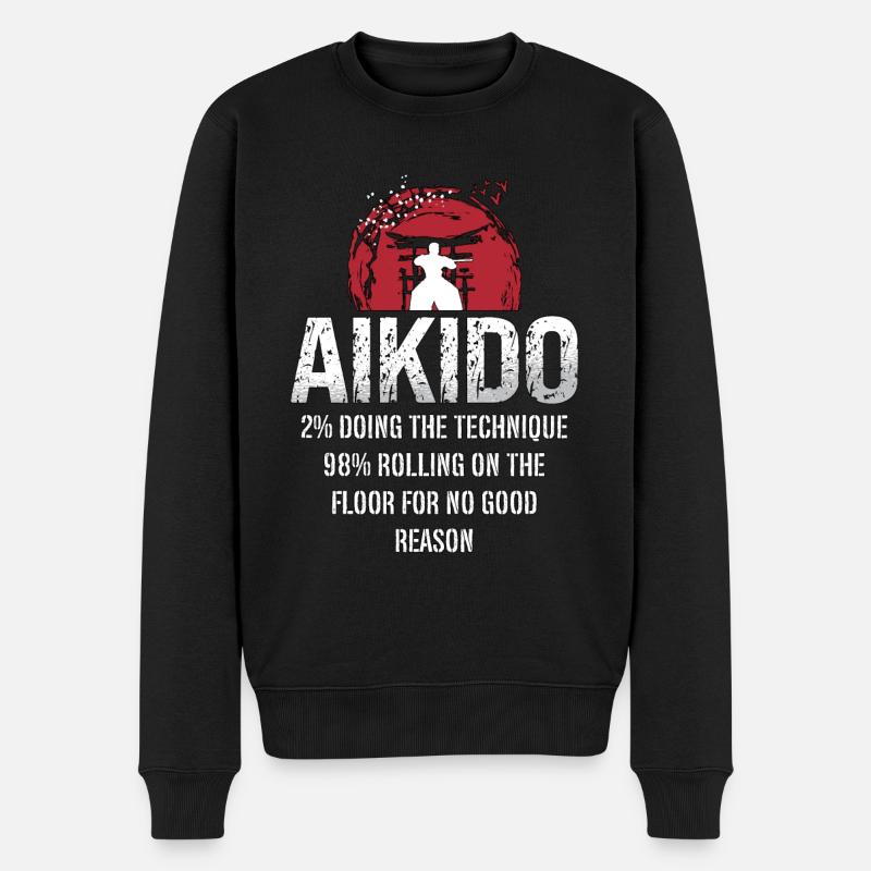 Aïkido 2% Faire la technique 98% Combattant Samouraï - Pull Premium bio Homme - noir