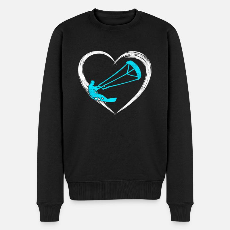 kitesurfing love - Männer Premium Bio Pullover - Schwarz