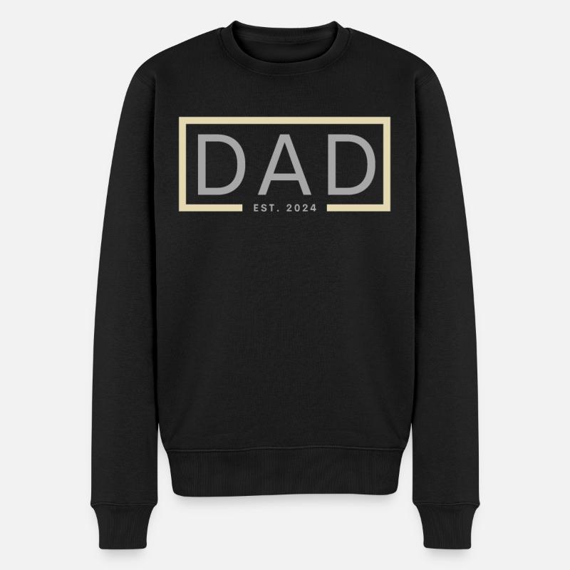 Dad 2024 Werdender Papa Vatertag Vater - Männer Premium Bio Pullover - Schwarz