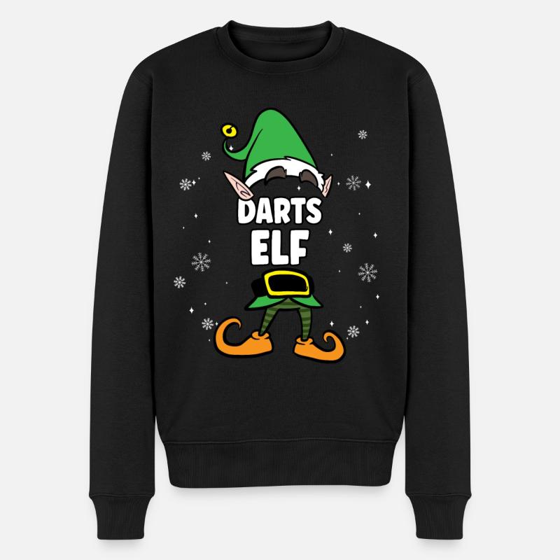 Darts Elf Partnerlook Weihnachten - Männer Premium Bio Pullover - Schwarz