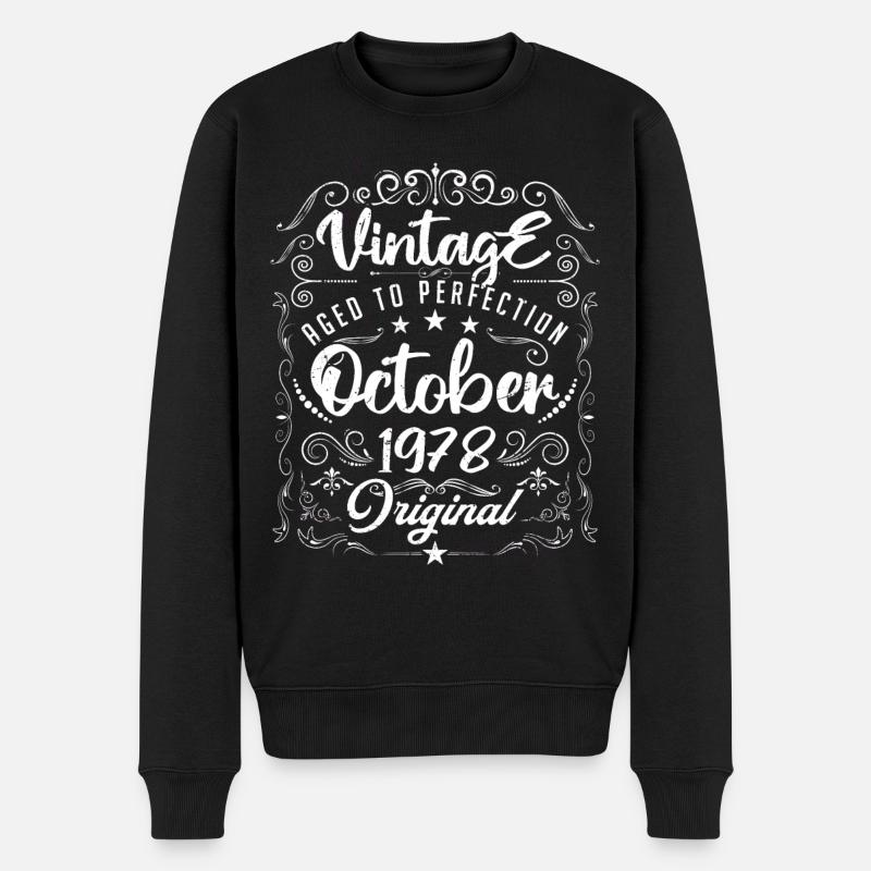 Vintage GEBOREN IM OKTOBER 1978 - Jubiläumsgeschenk. - Männer Premium Bio Pullover - Schwarz
