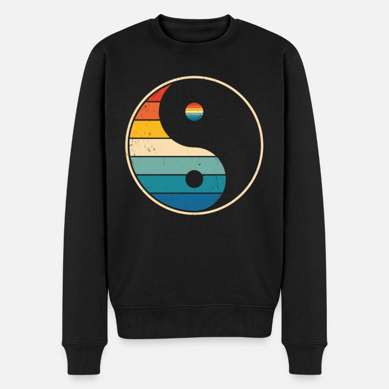 Meditation Retro - Männer Premium Bio Pullover - Schwarz