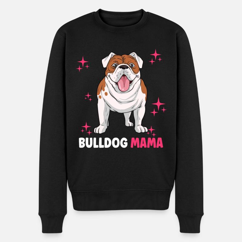 Bulldog Mama - Männer Premium Bio Pullover - Schwarz
