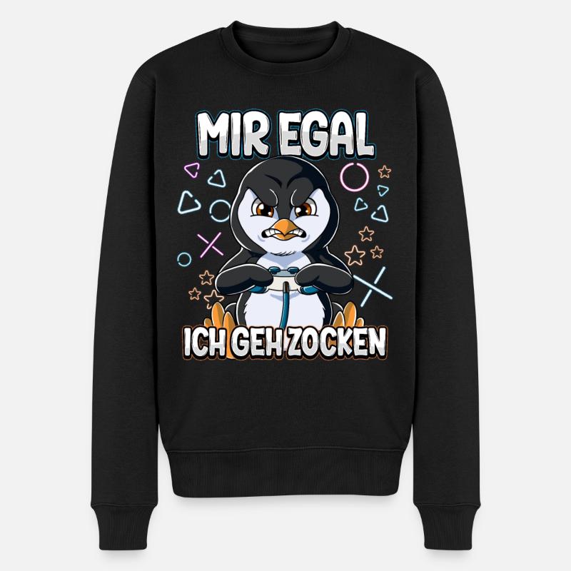 Mir Egal Ich Geh Zocken Gaming - Männer Premium Bio Pullover - Schwarz