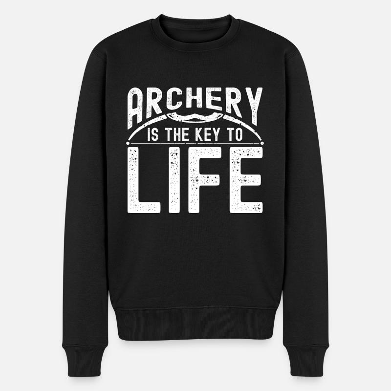 Archery Is The Key Bowhunter Arrow Shooting Archer - Männer Premium Bio Pullover - Schwarz