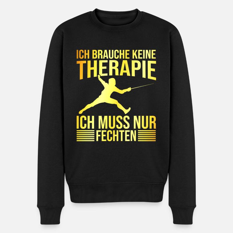 Fechten Therapie Spruch - Männer Premium Bio Pullover - Schwarz