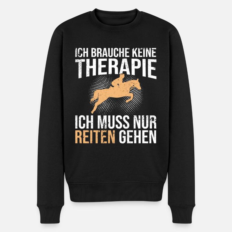 Pferde Therapie Spruch - Männer Premium Bio Pullover - Schwarz