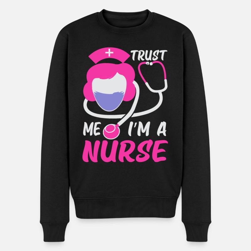 Vertrau mir, ich bin eine Krankenschwester - Männer Premium Bio Pullover - Schwarz