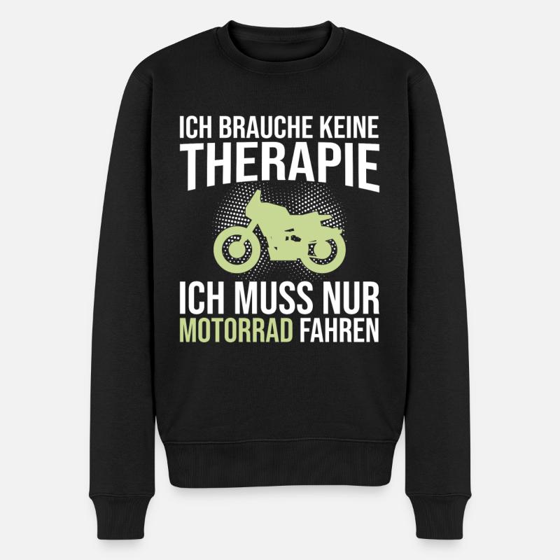 Motorrad Therapie Spruch - Männer Premium Bio Pullover - Schwarz