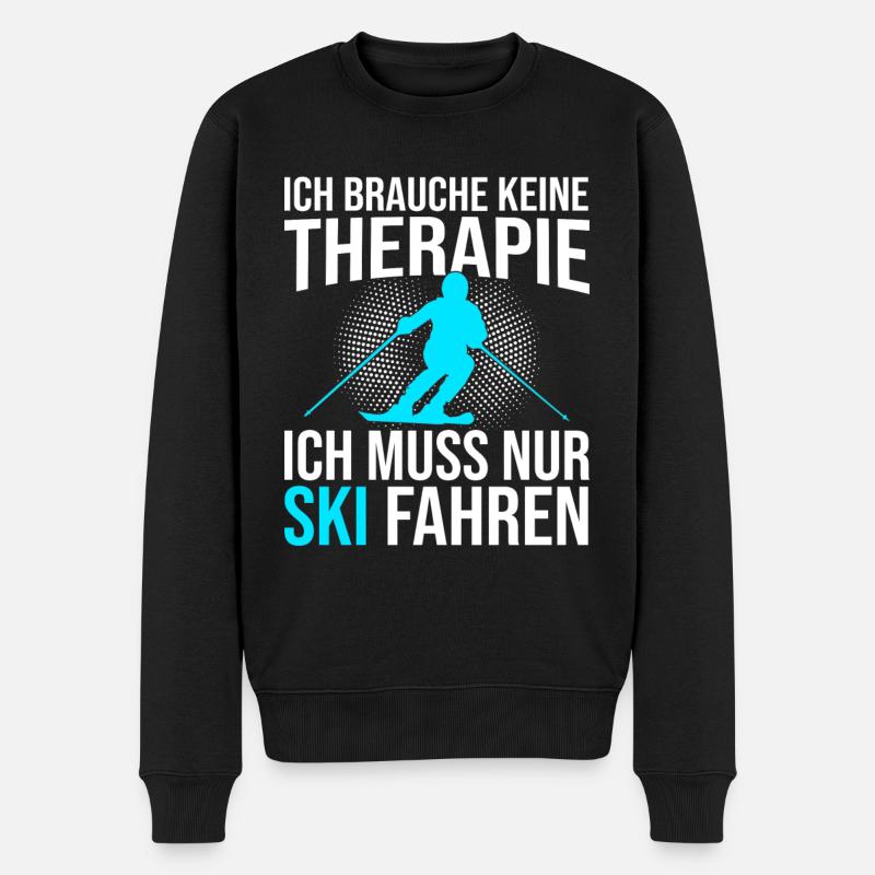 Ski Therapie Spruch - Männer Premium Bio Pullover - Schwarz