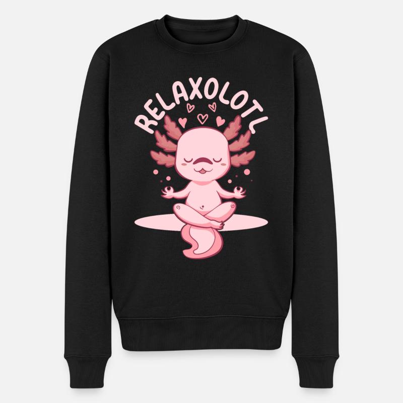 Axolot Lover Funny Axolot Relaxolotl - Funny Axolo - Männer Premium Bio Pullover - Schwarz
