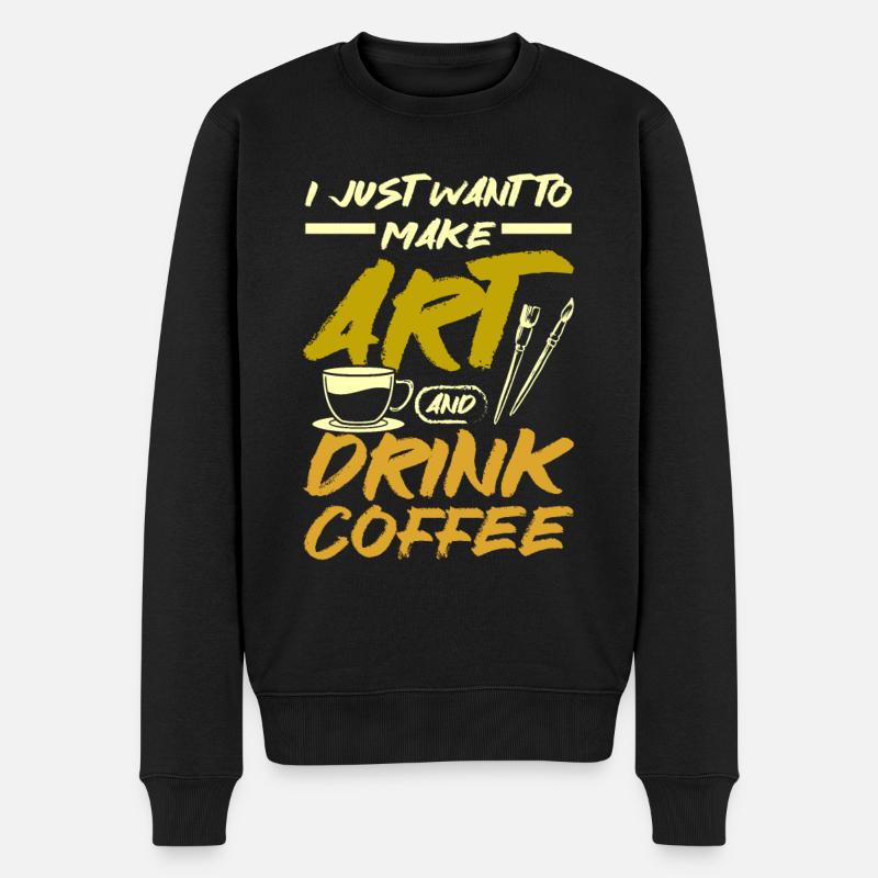 Make art and drink coffee - Men's Premium Organic Jumper - black