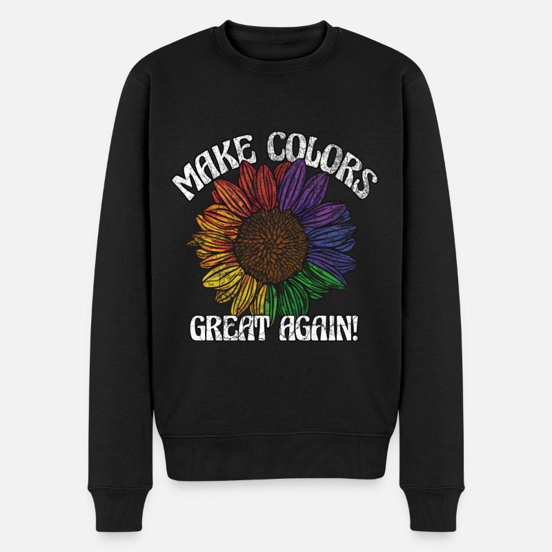 Make Colors Great Again Bunte Welt Hippie Farben - Männer Premium Bio Pullover - Schwarz