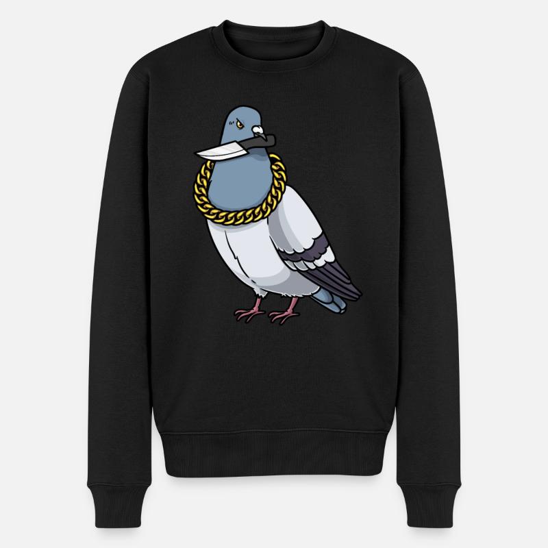 Taube Vogel Mit Messer Vogelliebhaber - Männer Premium Bio Pullover - Schwarz