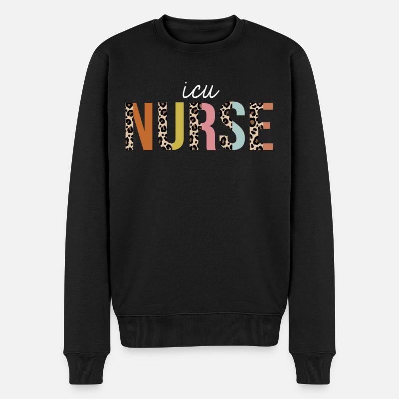 ICU Krankenschwester Bunte Leopard Print Lustig - Männer Premium Bio Pullover - Schwarz