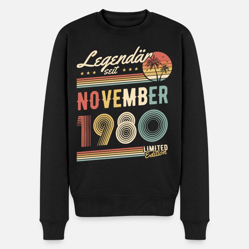 Legendär Seit November 1980 Geburtstag Geschenk - Männer Premium Bio Pullover - Schwarz