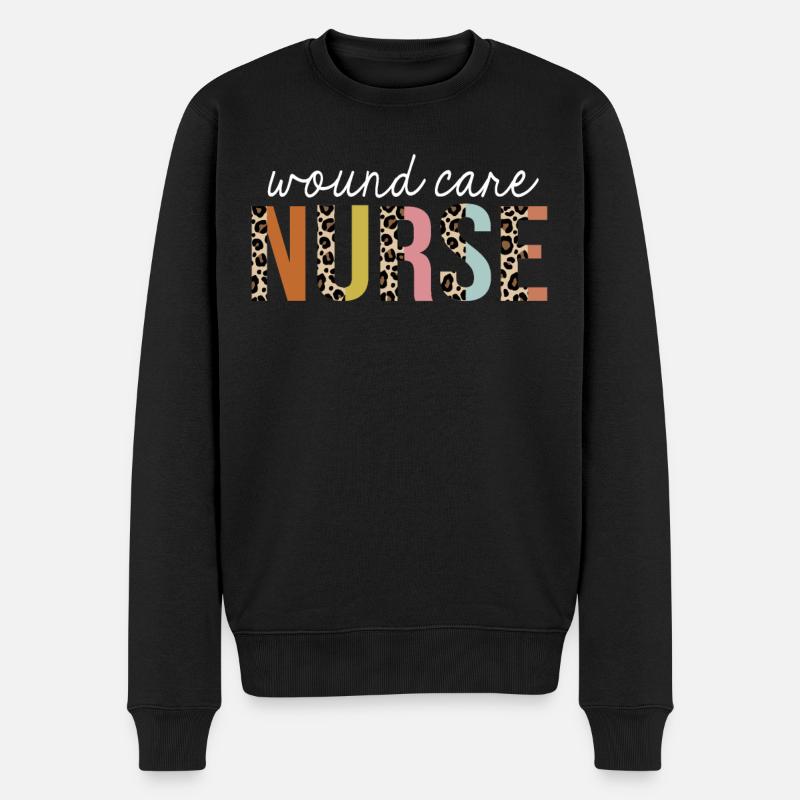 Wundpflege-Krankenschwester Bunter Leoparden-Print Lustig - Männer Premium Bio Pullover - Schwarz