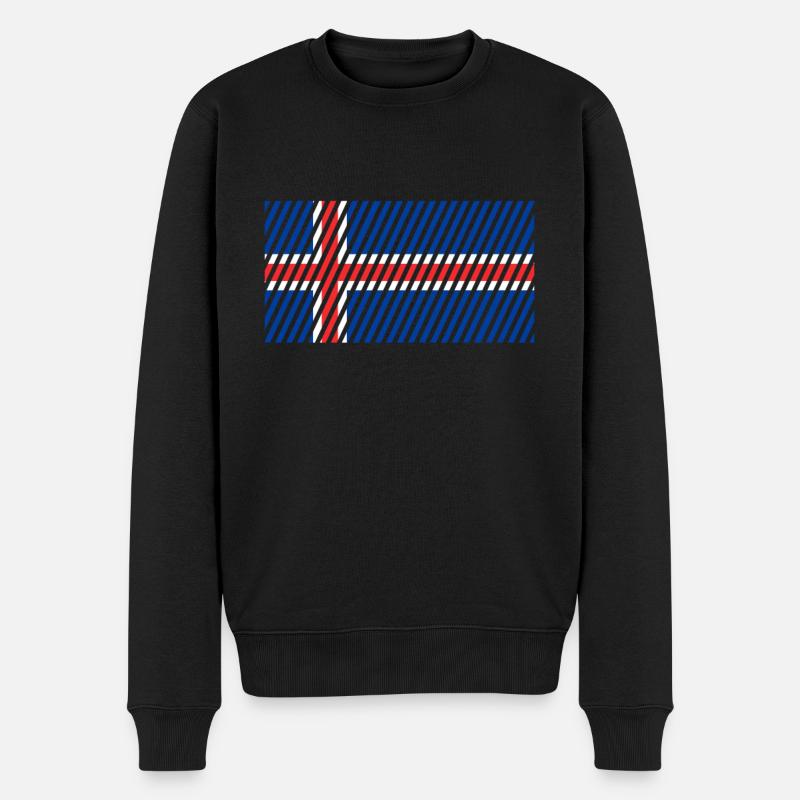 Island Flagge - Männer Premium Bio Pullover - Schwarz