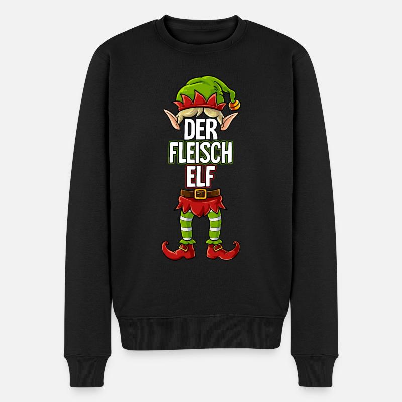 Fleisch Elf Partnerlook Weihnachten - Männer Premium Bio Pullover - Schwarz